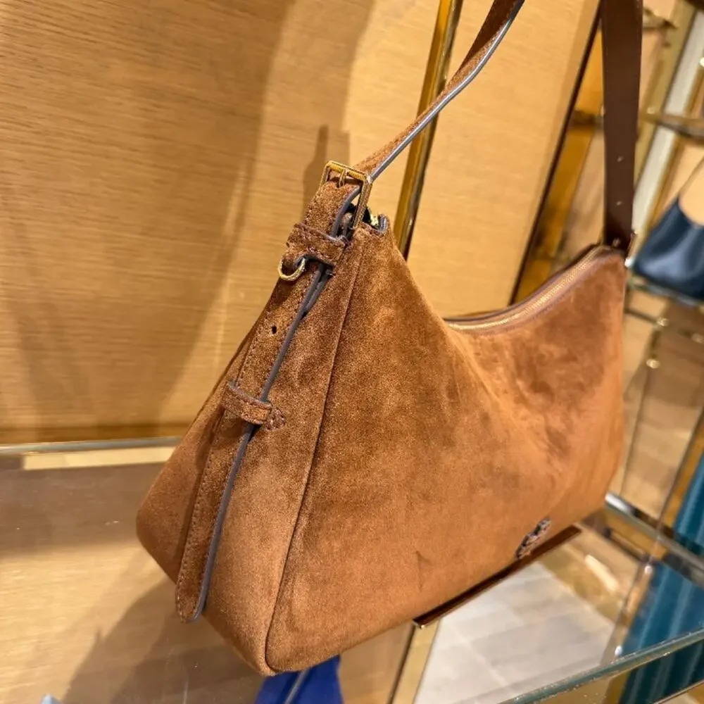 New‼️Tory Burch Thea Suede Zip Top Shoulder Bag 188917 Park Bench